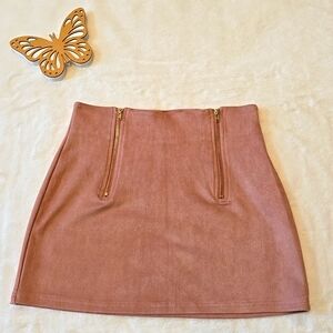 Shein Dusty Rose Faux Suede Mini Skirt Size Petite Small
